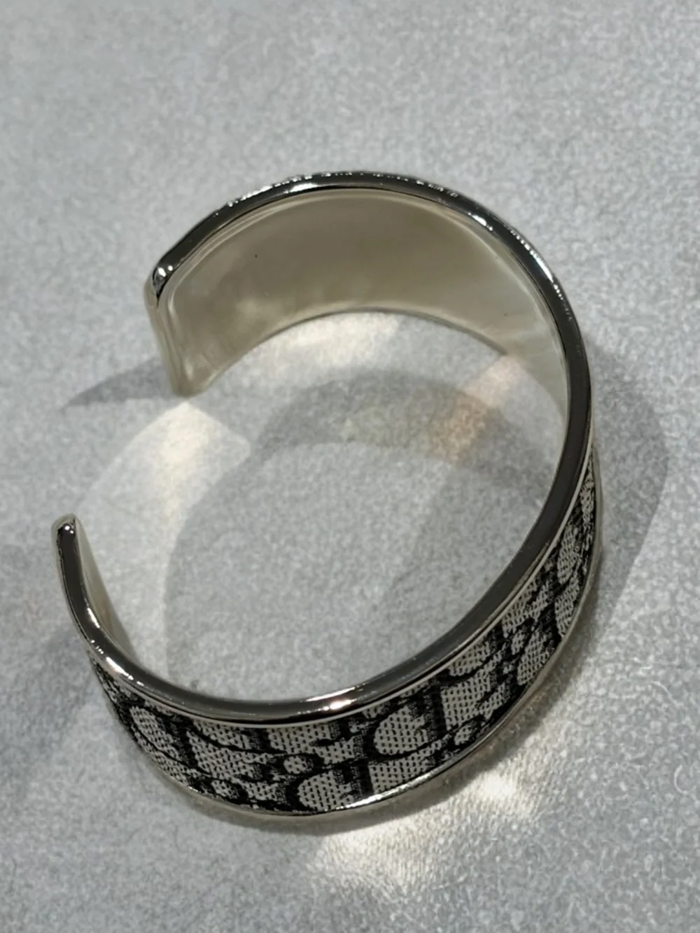 Designer-Style Dior Black and White Monogram Cuff Bracelet